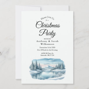 Invitación Fiesta de Navidades de Snowy Mountain Winter Lake