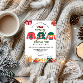 Invitación FIESTA de navidades de suéter de ELegant Ugly