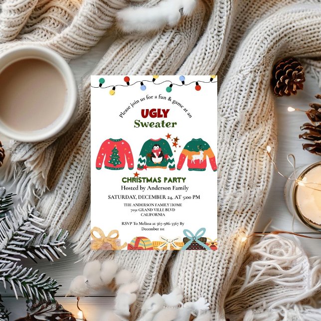 Invitación FIESTA de navidades de suéter de ELegant Ugly (Subido por el creador)