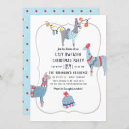 Invitación Fiesta de Navidades de suéter feo con tema de Llam