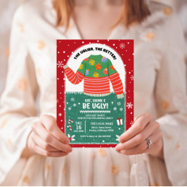 Invitación Fiesta de Navidades de suéter feo y gracioso