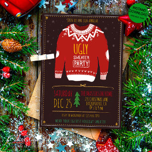 Invitación Fiesta de Navidades de suéter feo y gracioso