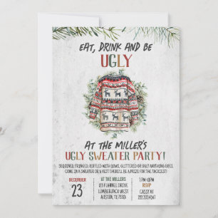 Invitación Fiesta de Navidades de suéter feo y ruso