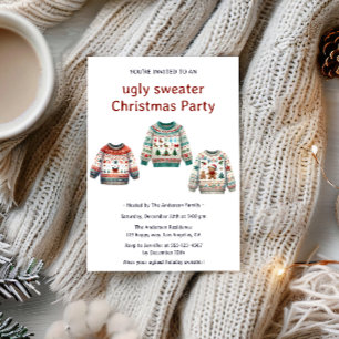 Invitación Fiesta de Navidades de suéter moderno y acogedor