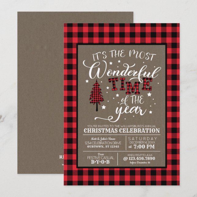 Invitación Fiesta de Navidades de tiempo más maravilloso (Anverso / Reverso)
