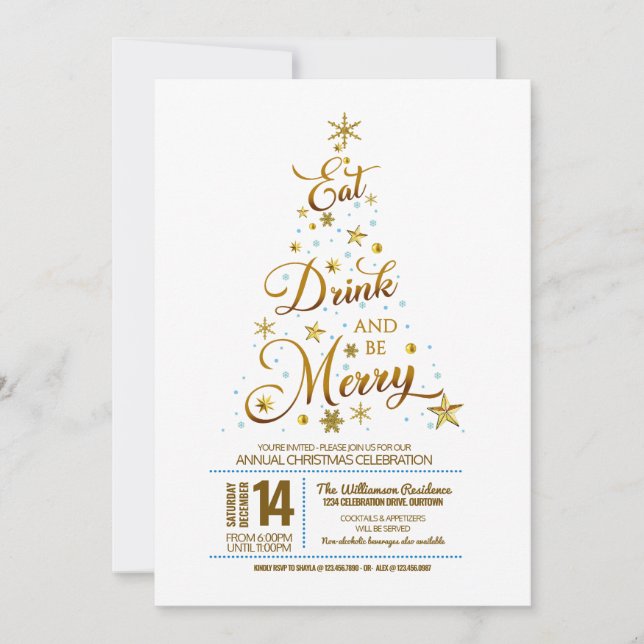 Invitación Fiesta de Navidades de tipografía caprichosa (Anverso)