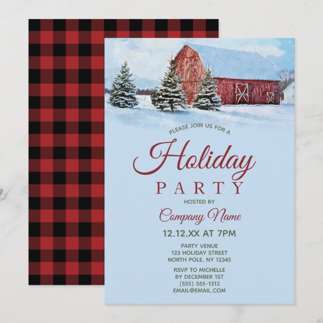 Invitación Fiesta de Navidades de vacaciones corporativos en  (Anverso / Reverso)