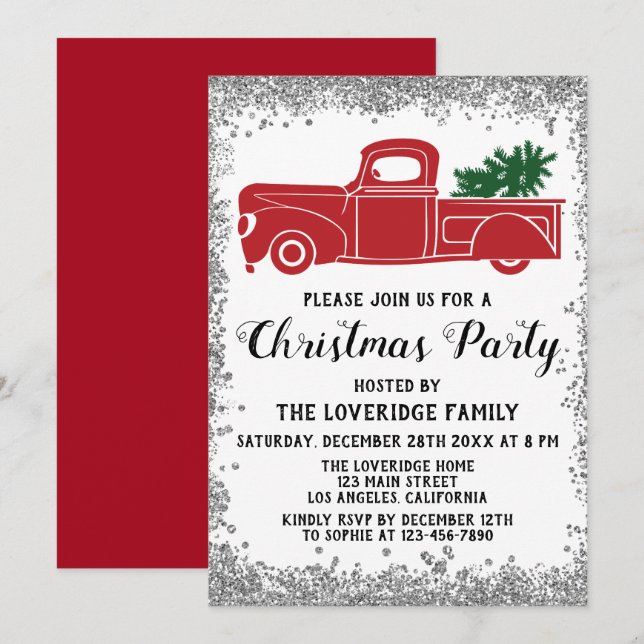 Invitación Fiesta  de Navidades de vacaciones de árboles de S (Anverso / Reverso)