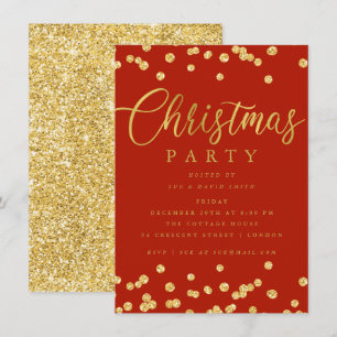 Invitación Fiesta de Navidades de vacaciones de confetti con