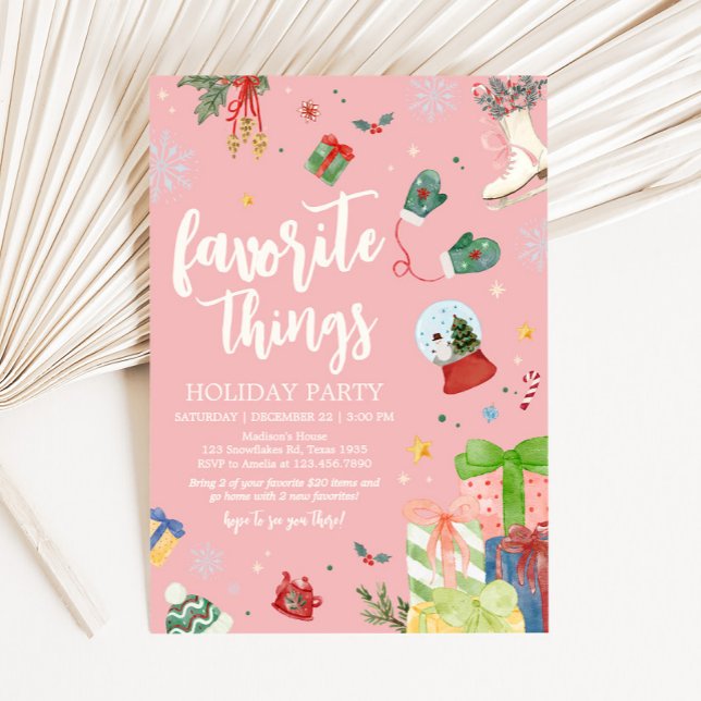 Invitación Fiesta de Navidades de vacaciones de cosas favorit (Festive Favorite Things Holiday Christmas Party Invitation)