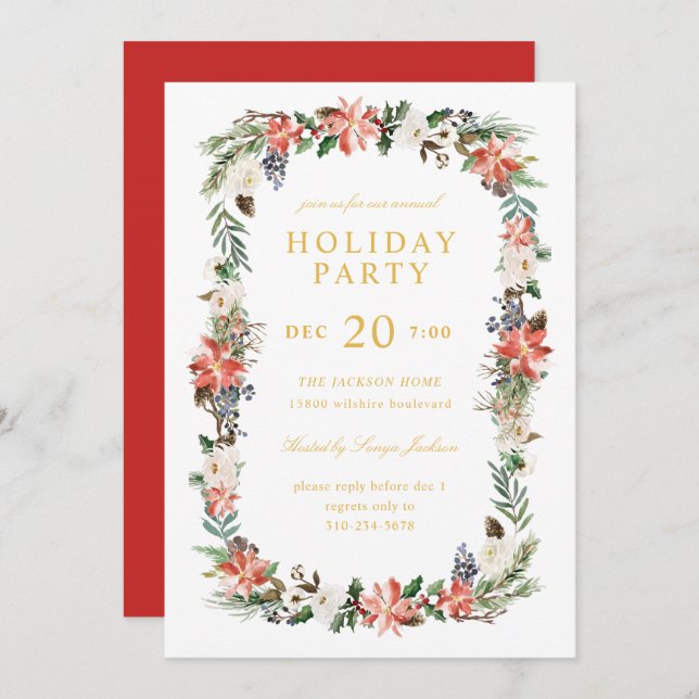 Invitación Fiesta de Navidades de vacaciones de invierno de a (Anverso / Reverso)