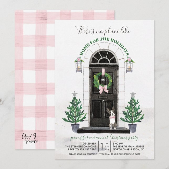 Invitación Fiesta de Navidades de vacaciones de perro de Bost (Anverso / Reverso)