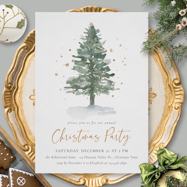 Invitación Fiesta de Navidades de vacaciones de pino-árbol ac (Subido por el creador)