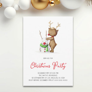 Invitación Fiesta de Navidades de vacaciones de renos cutáneo