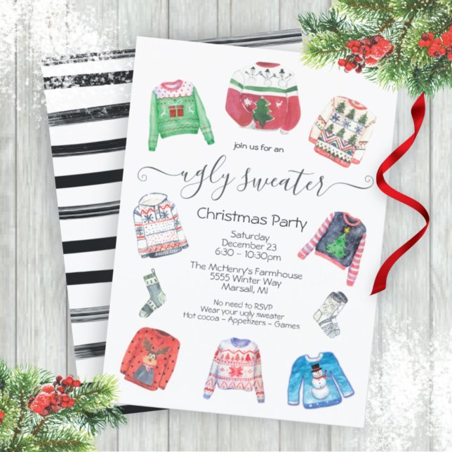 Invitación Fiesta de Navidades de vacaciones de suéter feo mo (Subido por el creador)