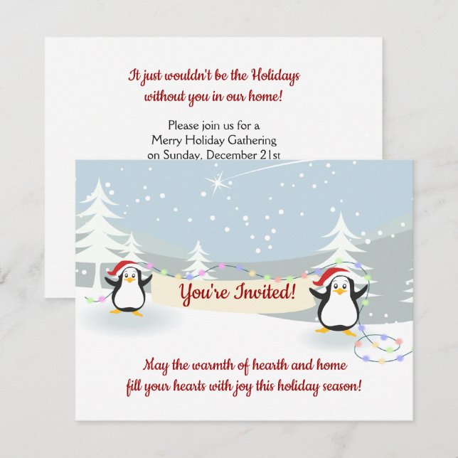 Invitación Fiesta de Navidades de vacaciones en invierno de l (Anverso / Reverso)