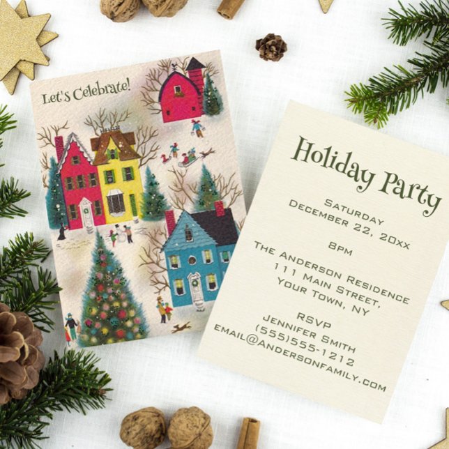Invitación Fiesta de Navidades de vacaciones retro vintage (Subido por el creador)