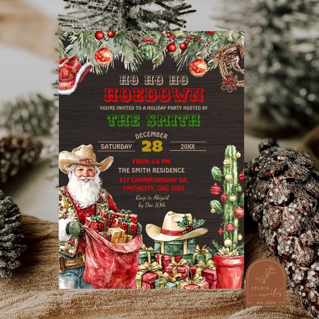 Invitación Fiesta de Navidades de vacaciones Rustic Wood Sant (Subido por el creador)
