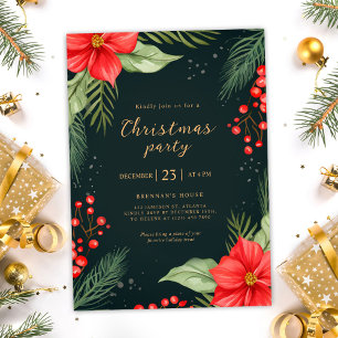 Invitación Fiesta de Navidades de vacaciones verdes rojas