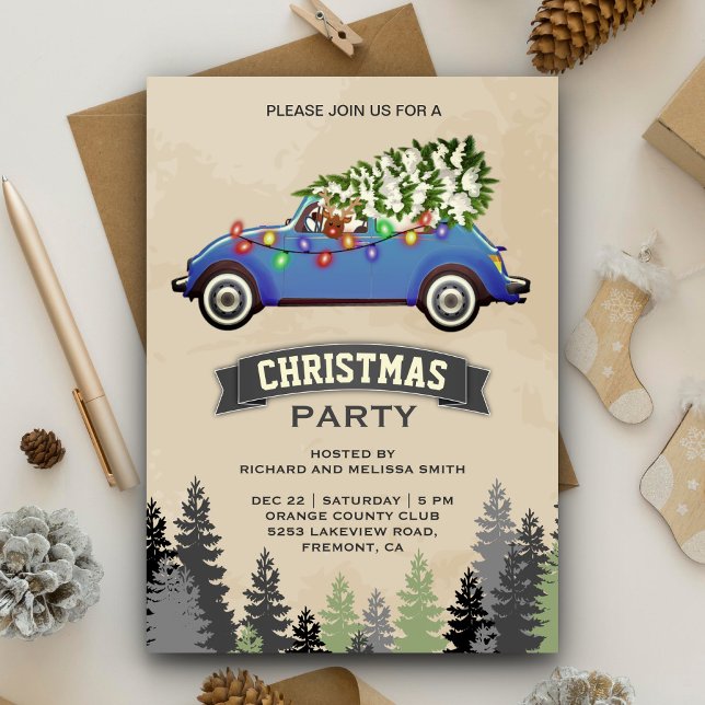 Invitación Fiesta de Navidades de vagón azul de época (Subido por el creador)