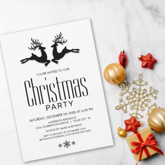 Invitación Fiesta de Navidades de venados blancos negros mode (Subido por el creador)