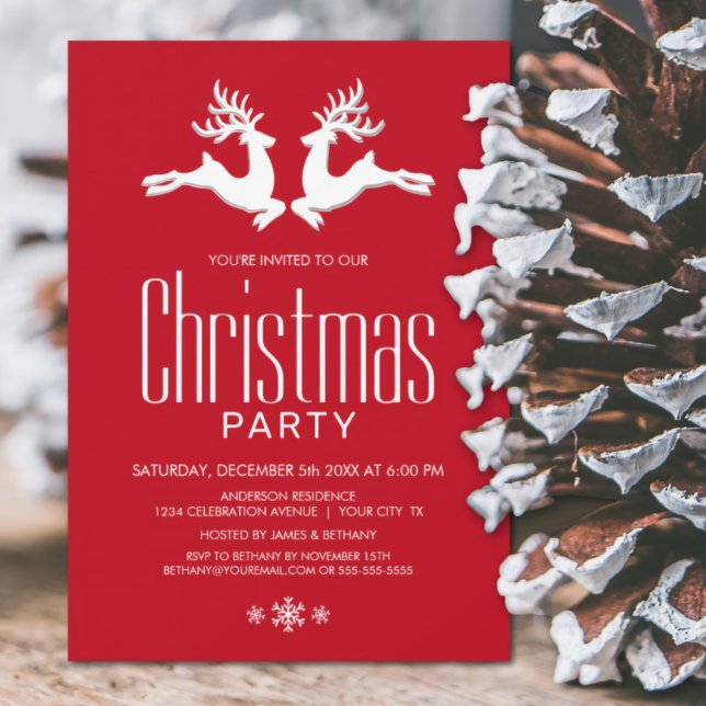 Invitación Fiesta de Navidades de venados blancos rojos moder (Subido por el creador)