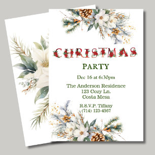 Invitación Fiesta de Navidades de Vintage White and Green Gre