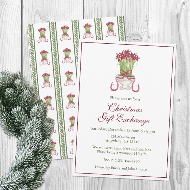 Invitación Fiesta de Navidades de Watercolor Burgundy Amaryll (Subido por el creador)