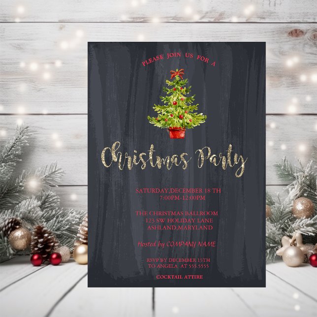 Invitación Fiesta de Navidades de Watercolor Christmas Tree C (Subido por el creador)