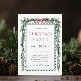 Invitación Fiesta de Navidades de Watercolor Pine Garland