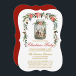 Invitación Fiesta de Navidades de Watercolor Winter Floral Ma<br><div class="desc">Elegante acuarela Invernal Floral Mason Jar Party Invitation incluye poinsettias de color rojo acuático,  rosas blancas,  conos de pino,  bayas huecas,  algodón y vegetación botánica. El collage de Mason Jar incluye una familia de ciervos acuáticos en un bosque de pinos de bosques. Red Back.</div>