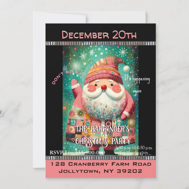 Invitación Fiesta de Navidades de Whimsey Santa Claus Cutie (Anverso)