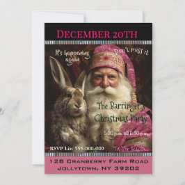 Invitación Fiesta de Navidades de Whiskers Pink Santa Claus