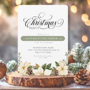 Invitación Fiesta de Navidades de White Poinsettia