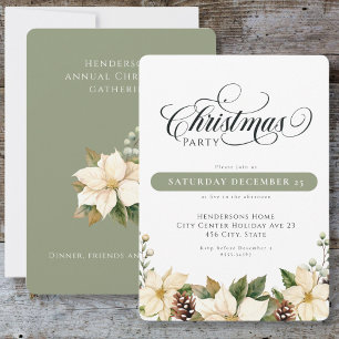 Invitación Fiesta de Navidades de White Poinsettia