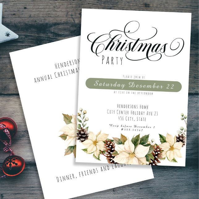 Invitación Fiesta de Navidades de White Poinsettia (Subido por el creador)