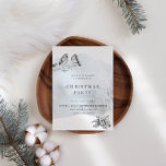 Invitación Fiesta de Navidades de Winter Magic<br><div class="desc">Fondo azul acuarela acoplado a la técnica de esténcil ilustraciones animales y follaje blanco y negro de invierno. El elegante guión manuscrito se combina con un tipo de letra serif para toda la información. Consulta nuestra tienda para ver más opciones de invitación de Navidades.</div>
