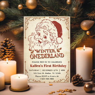 Invitación Fiesta de Navidades de Winter Onederland Santa Ret