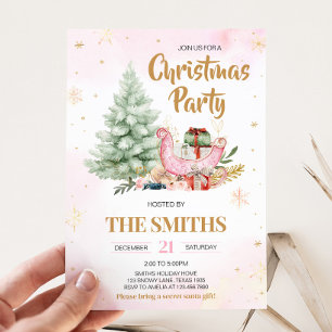Invitación Fiesta de Navidades de Winter Sleigh Snowflakes
