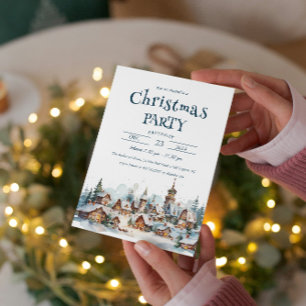 Invitación Fiesta de Navidades de Winter Village Scenery