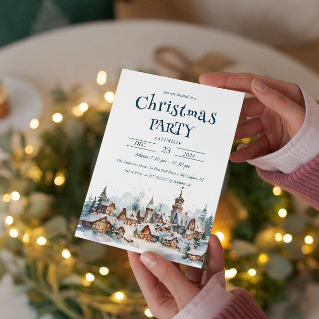Invitación Fiesta de Navidades de Winter Village Scenery (Subido por el creador)