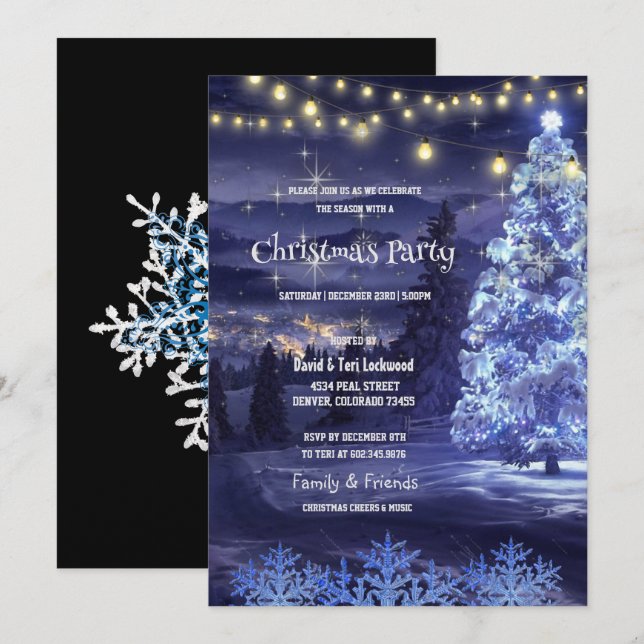 Invitación Fiesta de Navidades de Wintown Tree Lights (Anverso / Reverso)