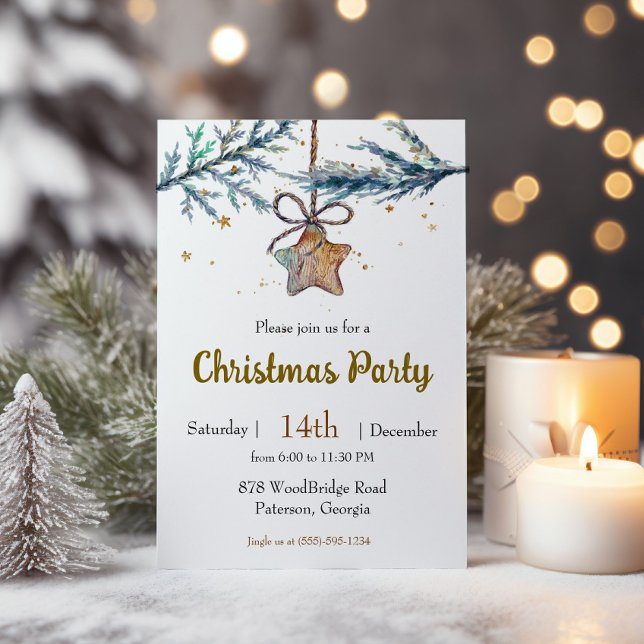 Invitación Fiesta de Navidades de Wood Star Ornament (Subido por el creador)