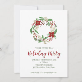 Invitación Fiesta de Navidades de Wreath de vacaciones