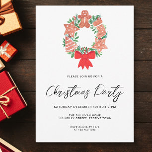 Invitación Fiesta de Navidades de Wreath en invierno con escr