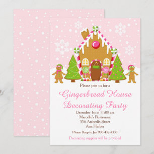 Invitación Fiesta de Navidades decorativos de Casa de Gingerb