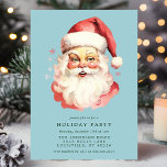 Invitación Fiesta de Navidades del Blue Vintage Retro Santa C<br><div class="desc">Invite a sus invitados a una fiesta festiva con esta invitación a la fiesta de los Navidades del Retro Azul de Santa Claus. Con un bonito color de agua retro de la época Santa, este diseño clásico desprende encanto y sofisticación. Perfecto para una reunión de vacaciones, la invitación le permite...</div>