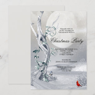 Invitación Fiesta de Navidades del escenario invernal nocturn