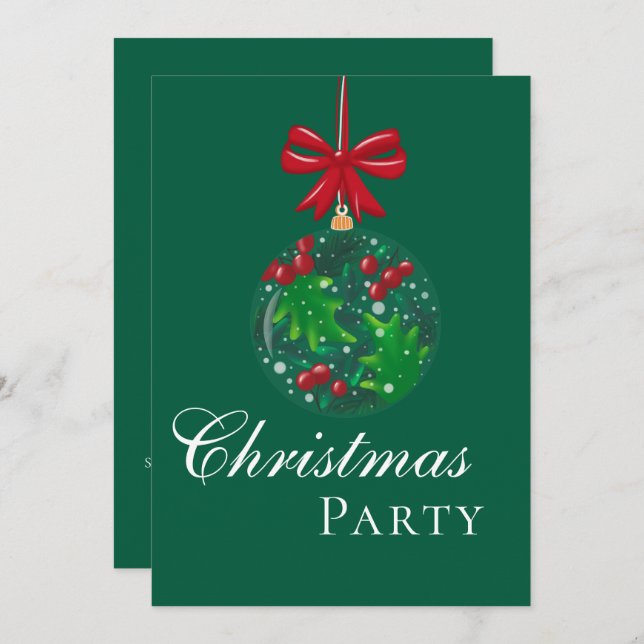 Invitación Fiesta de Navidades del Globe de Nieve de Invierno (Anverso / Reverso)