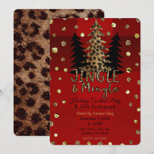 Invitación Fiesta de Navidades del leopardo de oro jingle y m